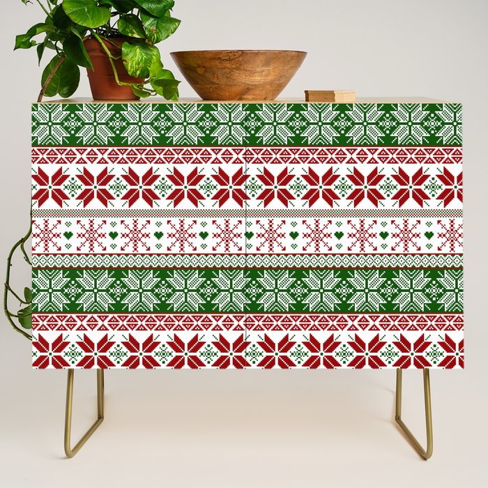 Green & Red Winter Fair Isle Credenza Gallery Image 1