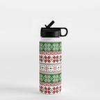Green & Red Winter Fair Isle Water Bottle Gallery Image 1