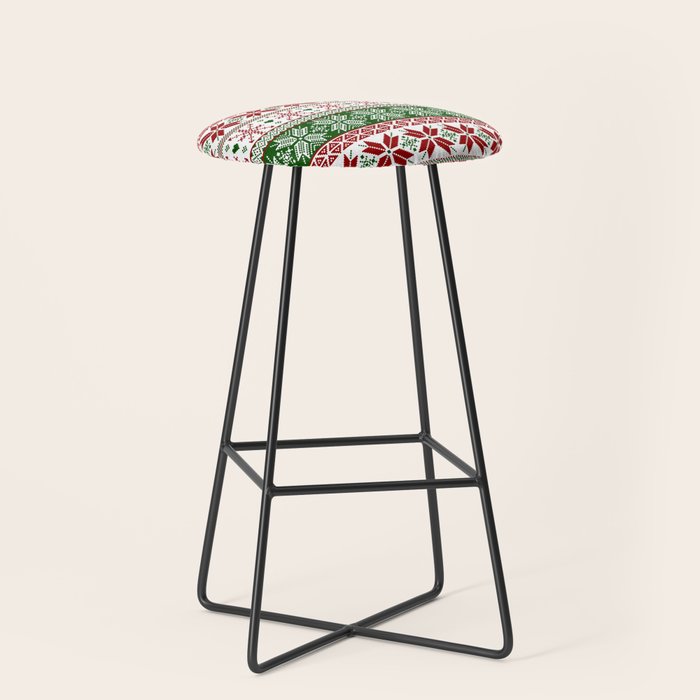 Green & Red Winter Fair Isle Stool Gallery Image 1