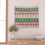 Green & Red Winter Fair Isle Wall Tapestry Gallery Image 2