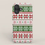Green & Red Winter Fair Isle iPhone Case Gallery Image 1