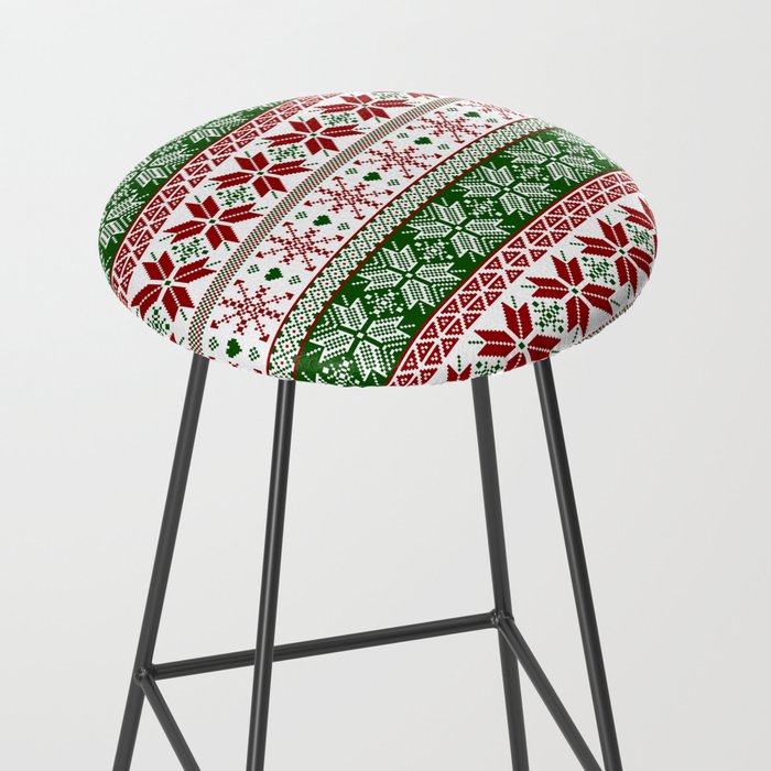 Green & Red Winter Fair Isle Stool Gallery Image 2