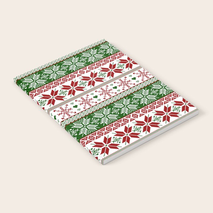 Green & Red Winter Fair Isle Notebook Gallery Image 1
