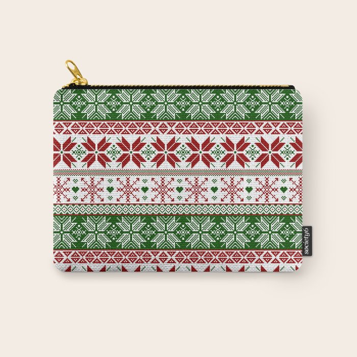 Green & Red Winter Fair Isle Carry All Pouch Gallery Image 1