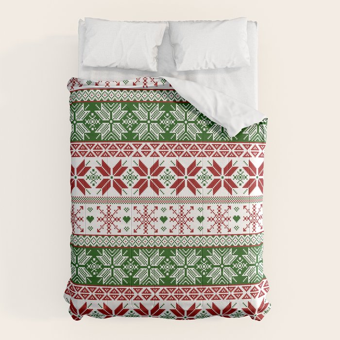 Green & Red Winter Fair Isle Comforter Gallery Image 6