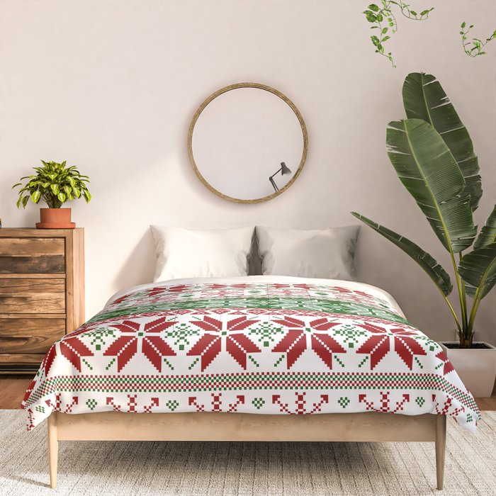 Green & Red Winter Fair Isle Comforter Gallery Image 3