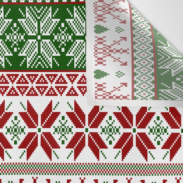 Green & Red Winter Fair Isle Wall Tapestry Gallery Image 3
