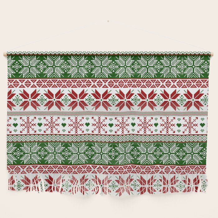 Green & Red Winter Fair Isle Wall Hanging Gallery Image 1