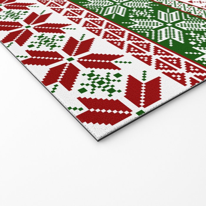 Green & Red Winter Fair Isle Welcome Mat Gallery Image 2