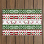 Green & Red Winter Fair Isle Outdoor Rug Gallery Image 1