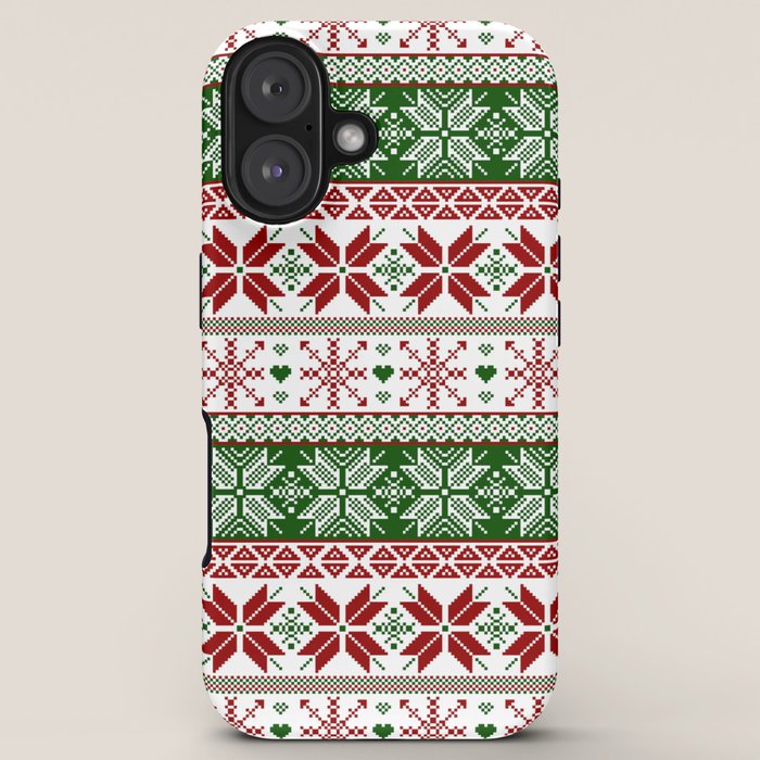 Green & Red Winter Fair Isle iPhone Case Gallery Image 5