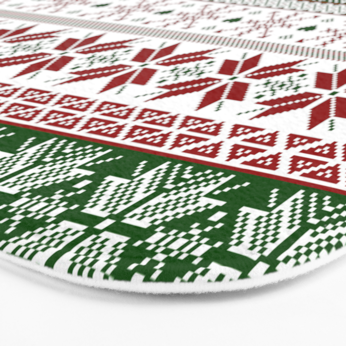 Green & Red Winter Fair Isle Bath Mat Gallery Image 3
