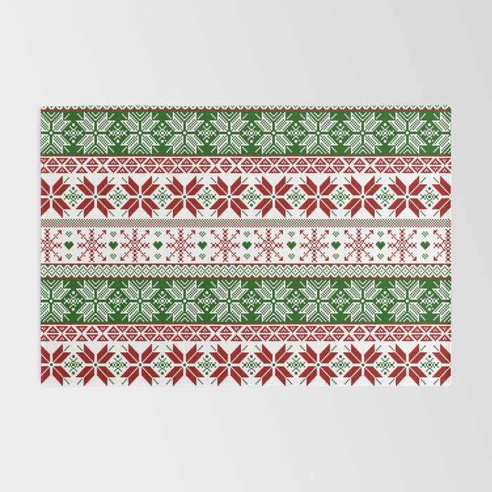 Green & Red Winter Fair Isle Rug Gallery Image 2