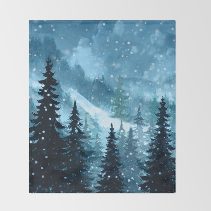 Winter Night Throw Blanket Gallery Image 2