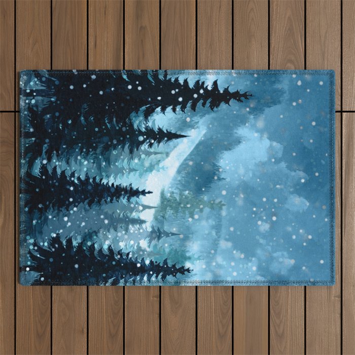 Winter Night Outdoor Rug Gallery Image 1