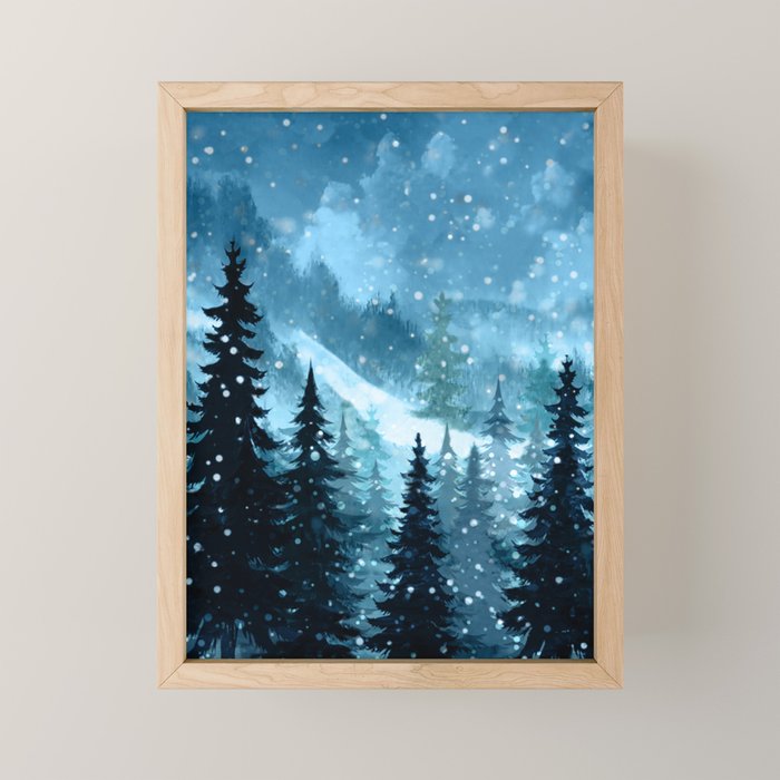 Winter Night Mini Art Print Gallery Image 1