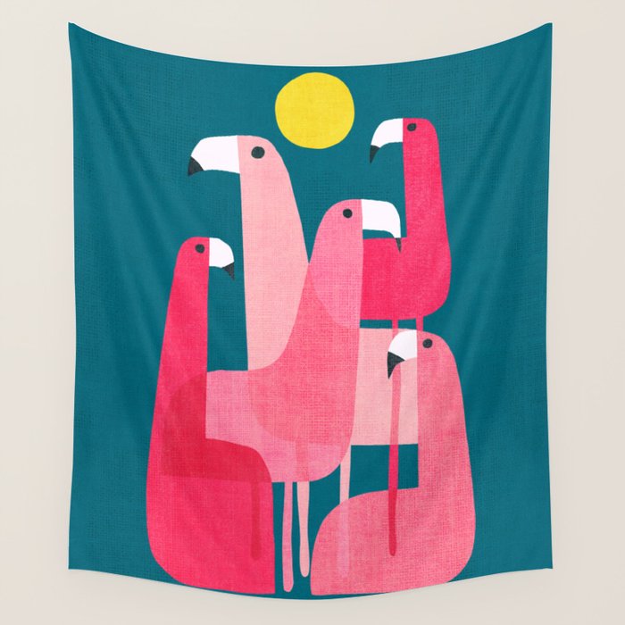 Pink flamingoes Wall Tapestry Gallery Image 4