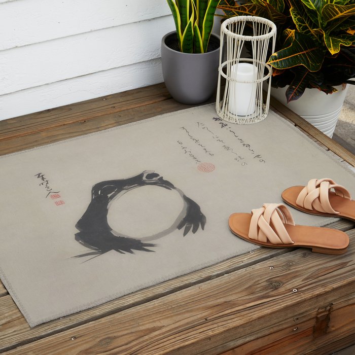 Matsumoto Hoji Frog Japanese Woodblock Art Outdoor Rug Gallery Image 2