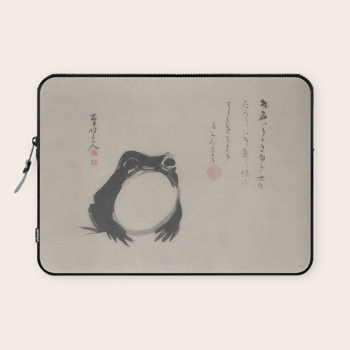 Matsumoto Hoji Frog Japanese Woodblock Art Laptop Sleeve Gallery Image 1