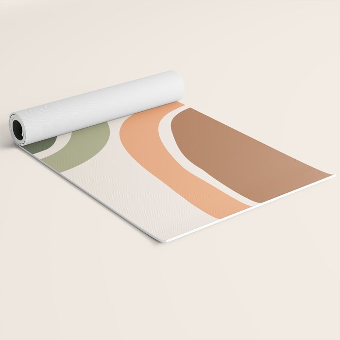 Abstract Shapes 55 in Sage Green and Terracotta (Rainbow Abstraction) Yoga Mat Gallery Image 2