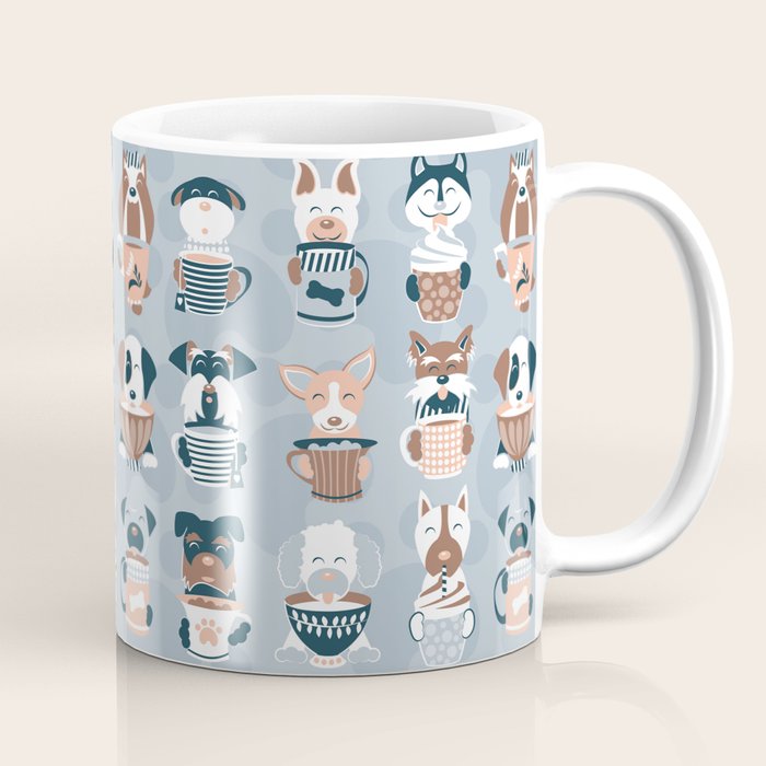Doggie Coffee and Tea Time I // blue grey Coffee Mug Gallery Image 1