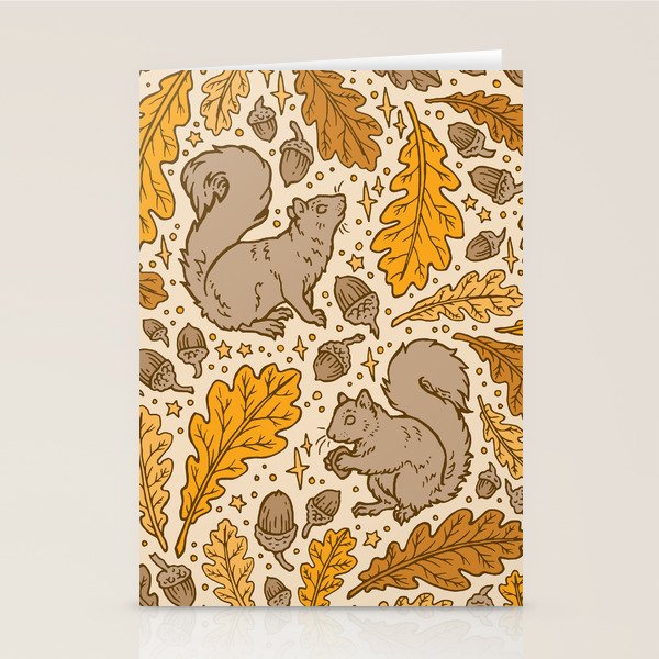 Oak & Squirrels | Autumn Yellows Palette Stationery Card