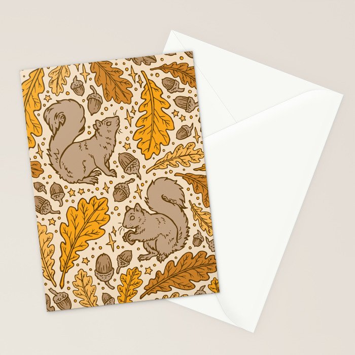 Oak & Squirrels | Autumn Yellows Palette Stationery Card Gallery Image 2