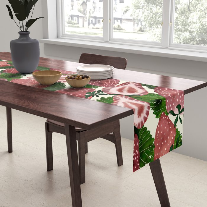 strawberry watercolor Table Runner Gallery Image 2