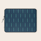Minimalist Geo Chain Vertical  Block Stripe Pattern in Teal and Navy Blue Laptop Sleeve Gallery Image 1