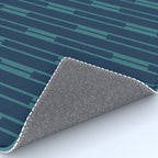 Minimalist Geo Chain Vertical  Block Stripe Pattern in Teal and Navy Blue Rug Gallery Image 4