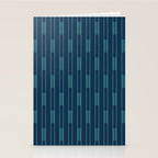 Minimalist Geo Chain Vertical  Block Stripe Pattern in Teal and Navy Blue Stationery Card Gallery Image 2