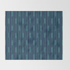 Minimalist Geo Chain Vertical  Block Stripe Pattern in Teal and Navy Blue Throw Blanket Gallery Image 2