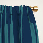 Minimalist Geo Chain Vertical  Block Stripe Pattern in Teal and Navy Blue Window Curtain Gallery Image 2