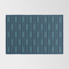 Minimalist Geo Chain Vertical  Block Stripe Pattern in Teal and Navy Blue Rug Gallery Image 2