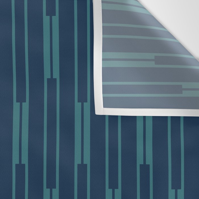 Minimalist Geo Chain Vertical  Block Stripe Pattern in Teal and Navy Blue Wall Tapestry Gallery Image 3