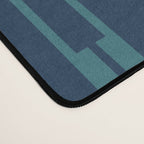 Minimalist Geo Chain Vertical  Block Stripe Pattern in Teal and Navy Blue Desk Mat Gallery Image 4