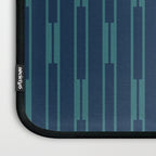 Minimalist Geo Chain Vertical  Block Stripe Pattern in Teal and Navy Blue Laptop Sleeve Gallery Image 3