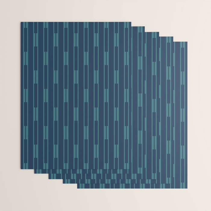 Minimalist Geo Chain Vertical  Block Stripe Pattern in Teal and Navy Blue Wrapping Paper Gallery Image 3