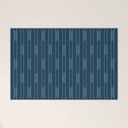 Minimalist Geo Chain Vertical  Block Stripe Pattern in Teal and Navy Blue Welcome Mat Gallery Image 1