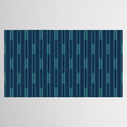 Minimalist Geo Chain Vertical  Block Stripe Pattern in Teal and Navy Blue Tablecloth Gallery Image 2