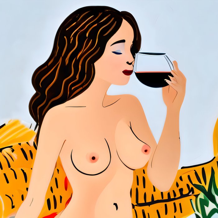 Fishy Shananigans, Eclectic Nude Woman Fish Wine Illustration, Quirky Whimsical Drinking Alcohol, Modern Bohemian Binging Weekend Painting Coffee Mug Gallery Image 2