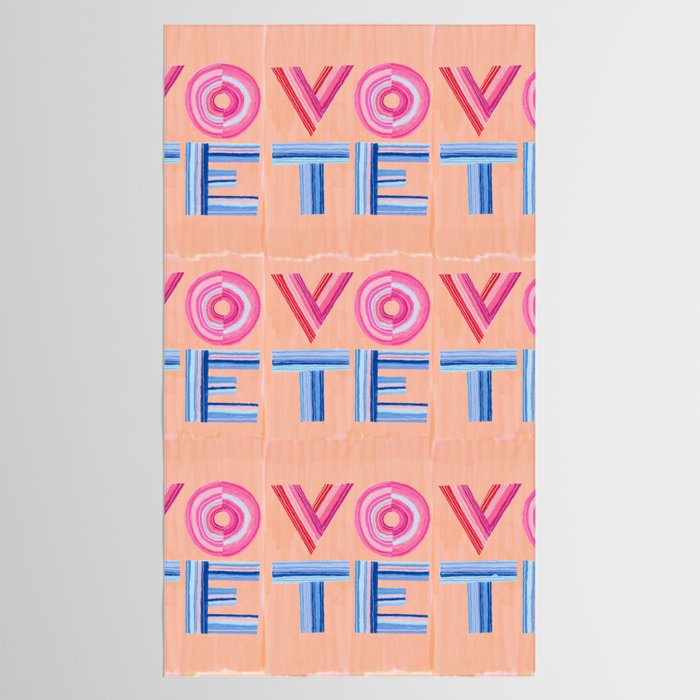 Vote Hand Lettering on Peach Watercolor Background Tablecloth Gallery Image 2