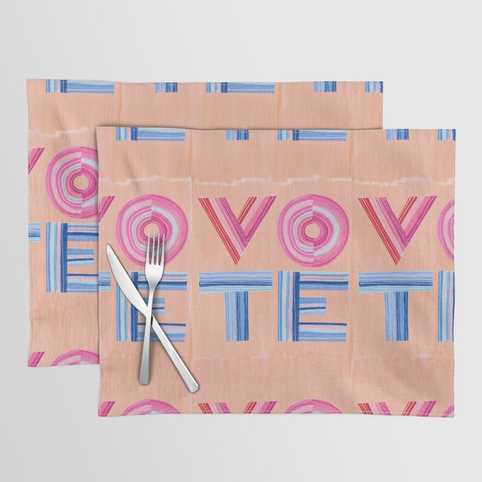 Vote Hand Lettering on Peach Watercolor Background Placemat Gallery Image 1