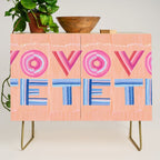 Vote Hand Lettering on Peach Watercolor Background Credenza Gallery Image 1