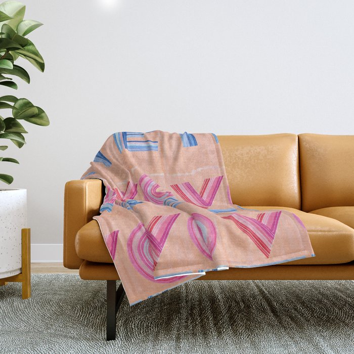 Vote Hand Lettering on Peach Watercolor Background Throw Blanket Gallery Image 1