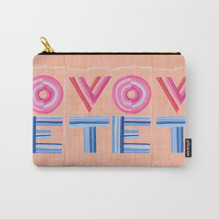Vote Hand Lettering on Peach Watercolor Background Carry All Pouch Gallery Image 1