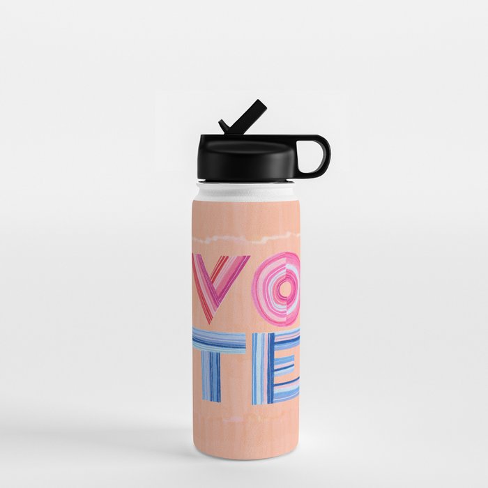 Vote Hand Lettering on Peach Watercolor Background Water Bottle Gallery Image 1
