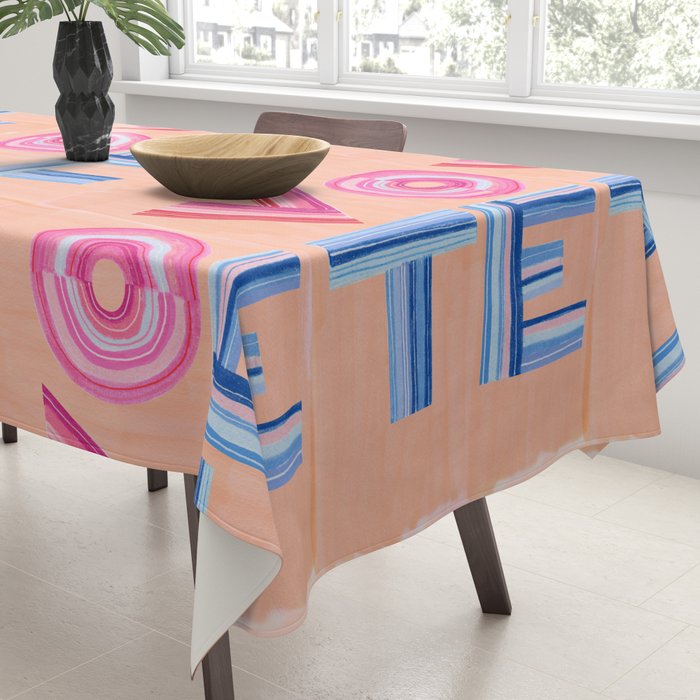 Vote Hand Lettering on Peach Watercolor Background Tablecloth Gallery Image 3
