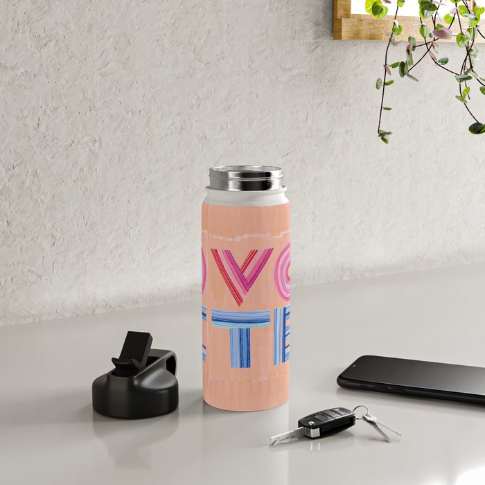 Vote Hand Lettering on Peach Watercolor Background Water Bottle Gallery Image 4