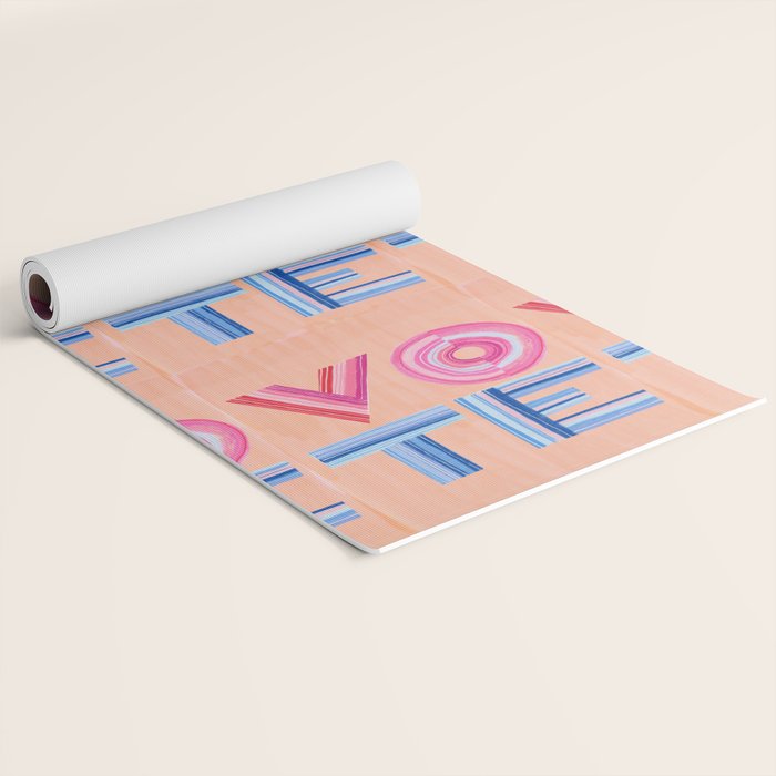 Vote Hand Lettering on Peach Watercolor Background Yoga Mat Gallery Image 2
